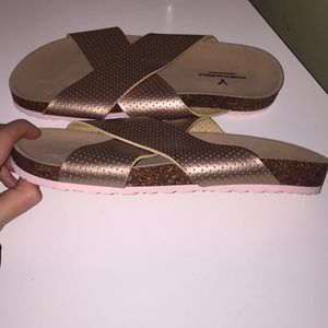 rose gold sandals look like Birkenstock’s